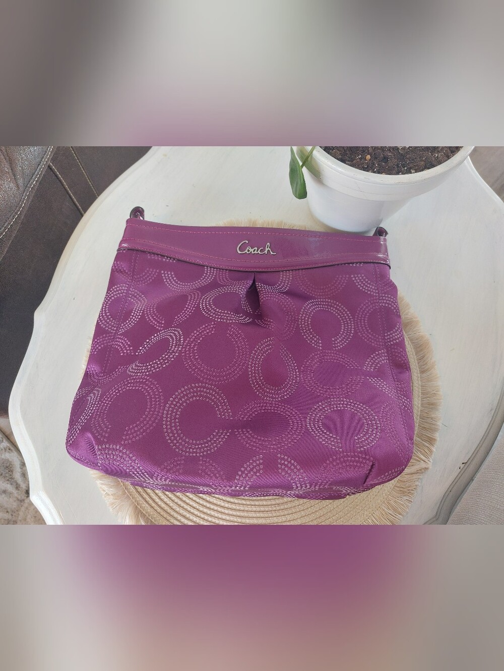 Coach Ashley Dotted Op Art Hippie / Shoulder Bag No. F20088 Purple
